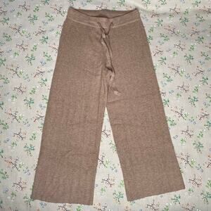 Universal Thread Ribbed Knit Wide Leg Pants Cropped Brown Small Lounge Casual